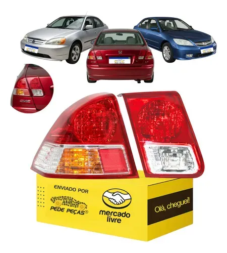 Par Lanterna Esquerda Honda Civic 2003 2004 2005 2006 Nova Esquerdo/motorista Vermelho
