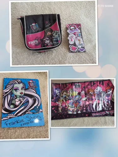 Lote Infantil Monster High - Livro Quebra-Cabeça, Necessaire, Painel e Adesivo