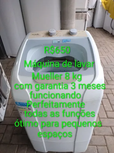 Vendo linda máquina de lavar Mueller 8 kg, com garantia de 3meses,R$650, Itajaí.