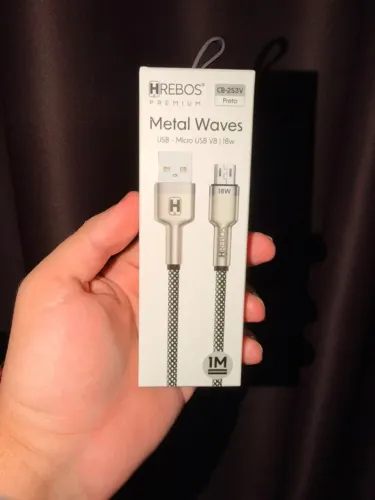 Cabo Micro USB V8 Hrebos Metal Waves 18w - Lacrado