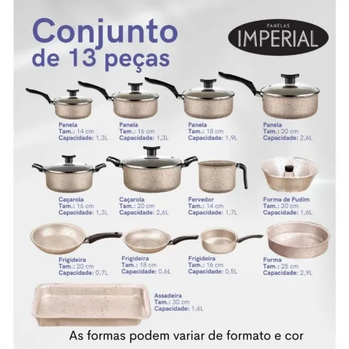 Jogo de Panelas 13 Peças Conjunto Teflon Antiaderente Kit Frigideira Caçarola
