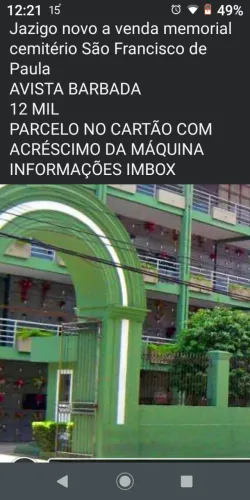 BARBADA JAZIGO NOVO A VENDA MEMORIAL CEMITÉRIO SÃO FRANCISCO DE PAULA