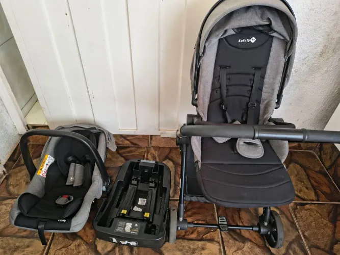 Carrinho Safety 1st, Travel System Magnific Trio, Grey Denin<br>