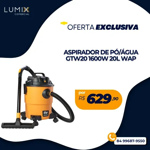 ASPIRADOR DE PÓ/ÁGUA GTW20 1600W 20L WAP