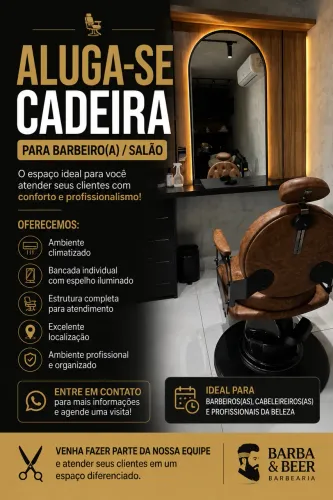 Aluga -se cadeira de Barbeiro ou Cabeleireiro 