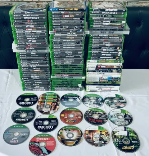 Lote com 103 Jogos Físicos de Xbox ONE + 19 Jogos de Xbox 360 e 2 jogos de PS4 *DEFEITOS*