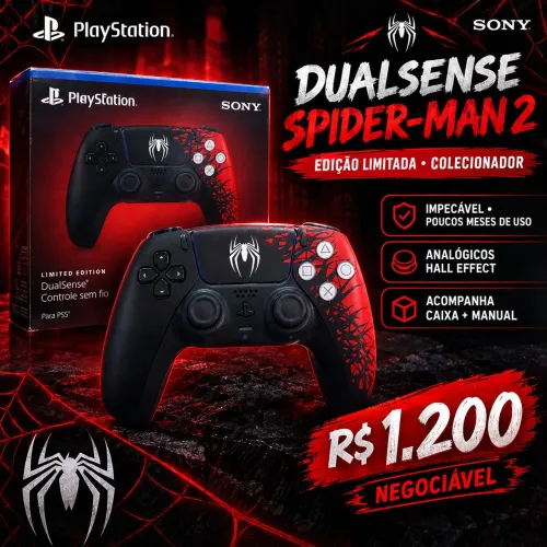 Controle PS5 DualSense Spider-Man 2 Edição Limitada + Hall Effect (Sem Drift)