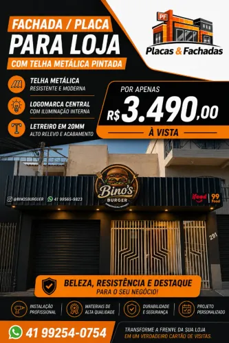 Placa Completa Para Loja + Logo Iluminada | R$ 3490
