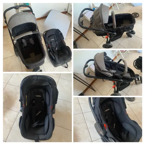 Carrinho de bebê Kiddo e bebê conforto