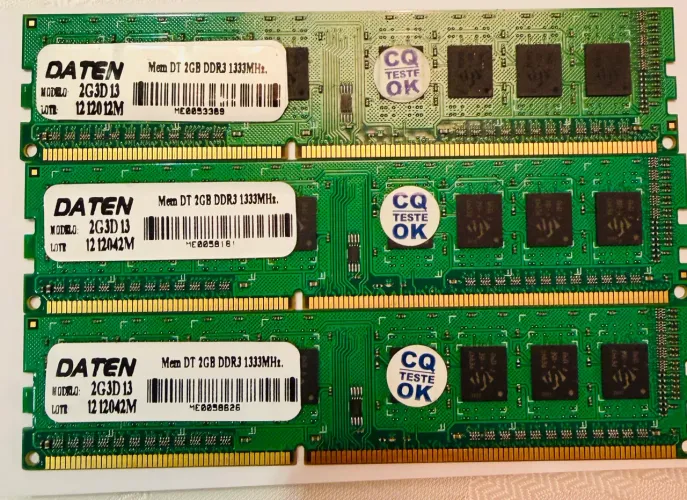 Memória RAM 2GB 3 unidade 6gb DDR3 1333MHz Daten para Desktop (PC)
