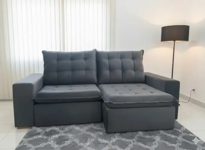 Sofá retratil e reclinavel noronha cinza com pillow