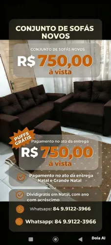 Renove sua sala neste final de ano, sofás + puffs, frete grátis em Natal e região Natal.