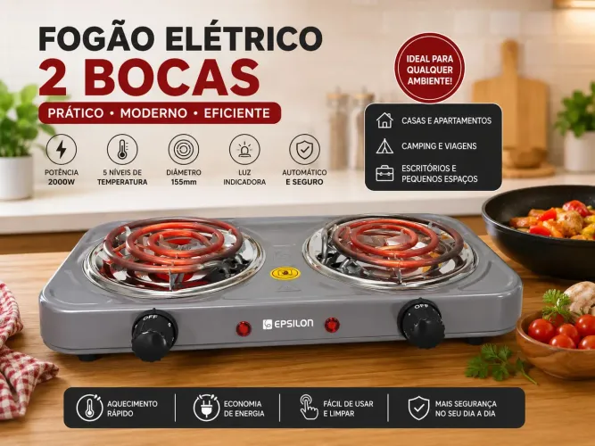 Fogão elétrico 2 bocas 