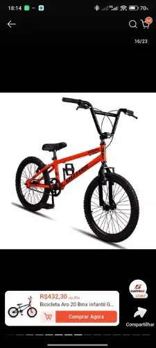 Bicicleta infantil aro 20 BMX Gottbikes com freios V-brake nova, na caixa