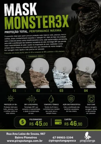 MÁSCARA BUFF MONSTER3X PROTEÇÃO SOLAR ROSTO