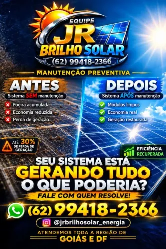 Limpeza de placas solares//manutenção e inspeção ?
