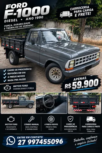 FORD F-1000 DIESEL 1990 | CARROCERIA  | APENAS R$ 59.900