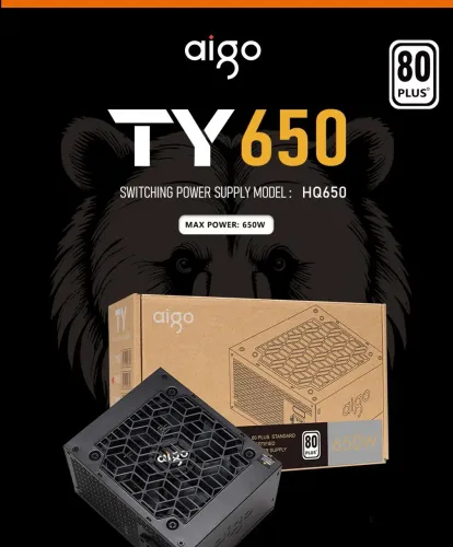 Fonte de Alimentação AIGO TY 650W 80 PLUS PC COMPUTADOR NOVA