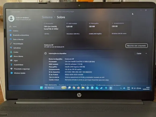 Notebook HP 256R G9 Core i3 13ª Geração - AN1A2LA