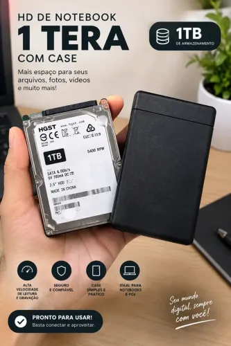 HD EXTERNO 1T, pode ser usado em notebook também.