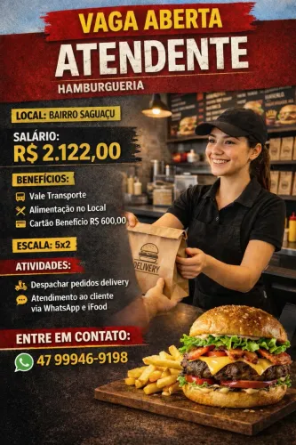 vaga de atendente de delivery 