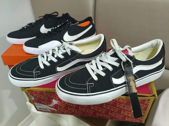 TÊNIS VANS SK8-LOW BLACK TRUE WHITE TÊNIS NIKE BLAZER SB COURT ORIGINAL NOVO 2 UNIDADES