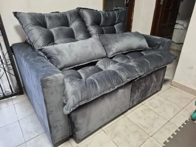 Sofá retrátil e reclinável super acolchoado entrega grátis