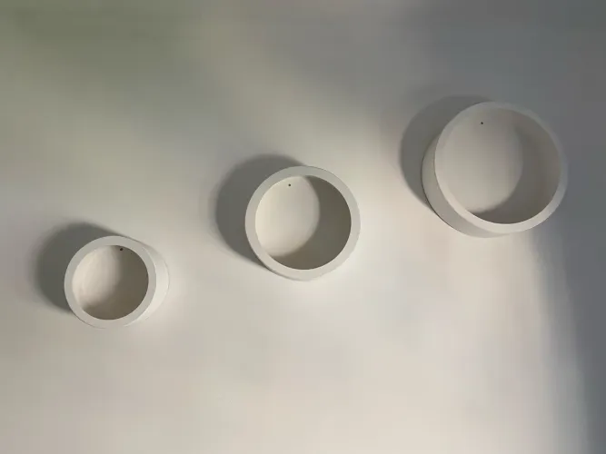 kit de trio de nichos redondos de decoração em MDF pintado de branco