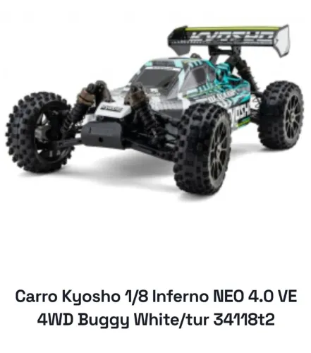 Carro Kyosho 1/8 Inferno NEO 4.0 VE 4WD Buggy White/tur 34118t2