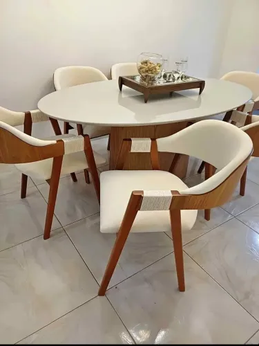 Mesa de jantar 6 cadeiras estofadas novo fazemos entrega
