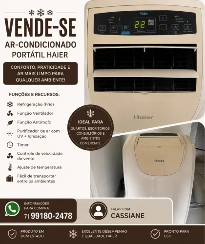 Vendo ar condicionado portátil, fácil de instalar usado menos de 1 ano