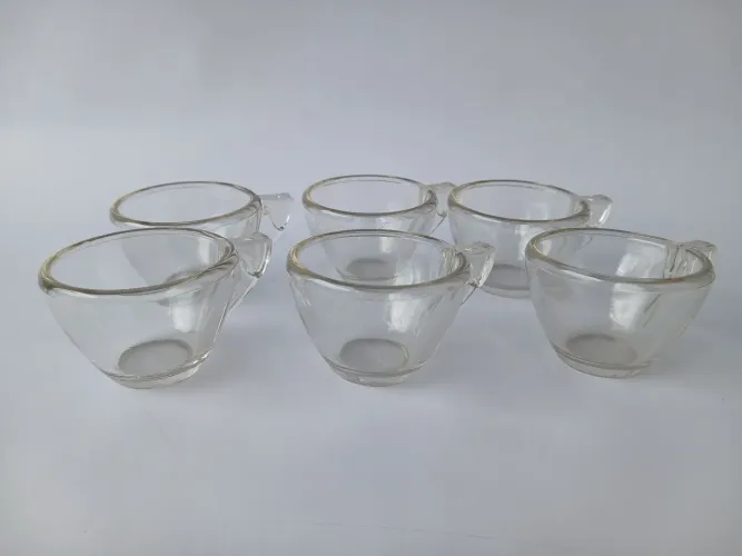 Jogo com 6 Xícaras Vintage Pyrex Santa Marina em Vidro - Décadas de 1960/1970