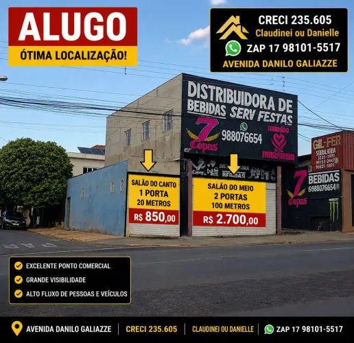 Alugo salão avenida Danilo galiazze