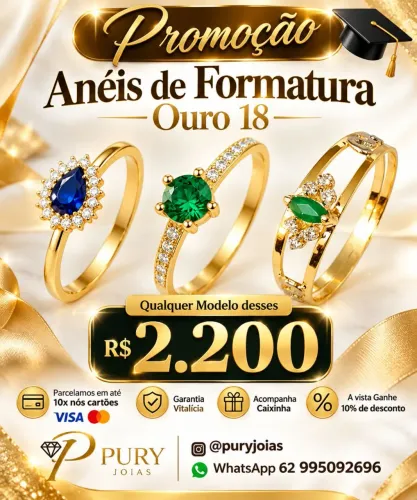 Aneis de Formatura Ouro 18 Promoção Apenas R$2.200
