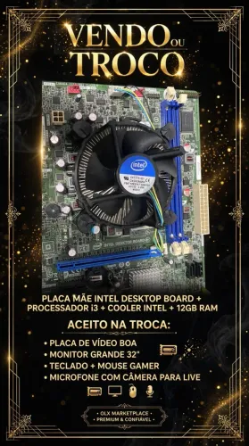 Kit placa mãe com processador todo bom