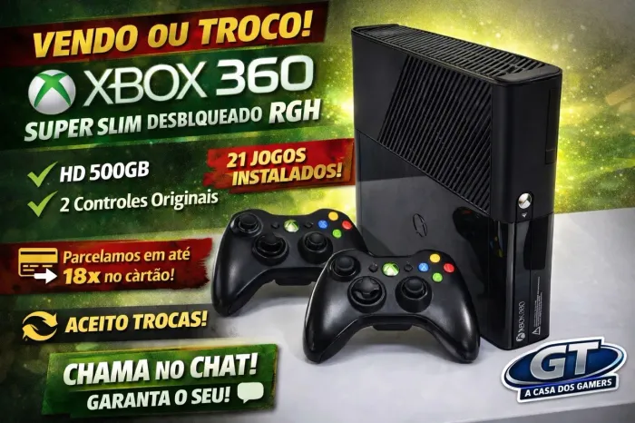 VENDO OU TROCO - XBOX 360 SUPER SLIM RGH 500GB
