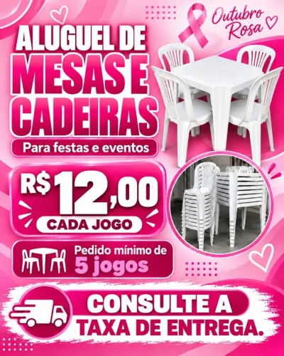 Aluguel de mesas e cadeiras 