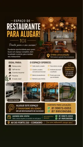 Restaurante para alugar todo montado Recife PE