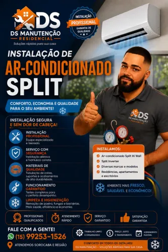 Instalação e higienização de ar-condicionado split