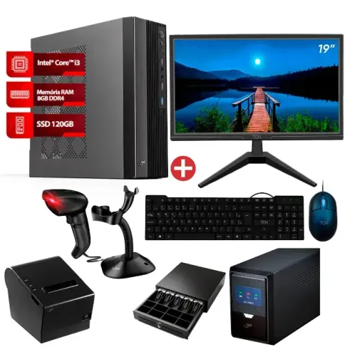 Kit PC PDV Completo para Automação Comercial Gaveta Impressora Leitor Frete Grátis