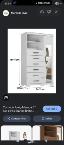 Vende-se essa cômoda, 2 meses de uso apenas ótimo estado, valor que estou pedindo 450