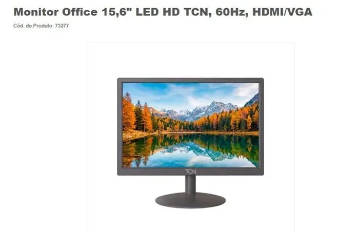 Monitor Office 15,6" Led HD TCN, 60Hz, HDMI,VGA
