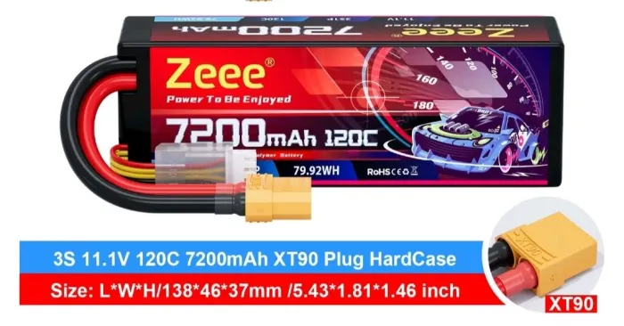Bateria Lipo Zeee 3s 7200mah 120c C/ Hard Case - Plug Xt90