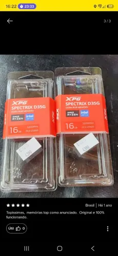 KIT MEMÓRIA RAM XPG SPECTRIX D35G RGB 32GB (2x16GB) DDR4 3200MHz