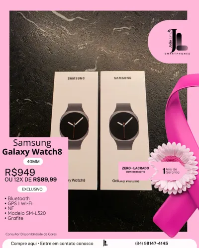 GALAXY WATCH8, 40MM, GRAFITE, LACRADO, EXCLUSIVO!