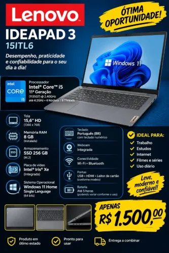 Notebook Lenovo IDEAPAD 3. 15 ITL6