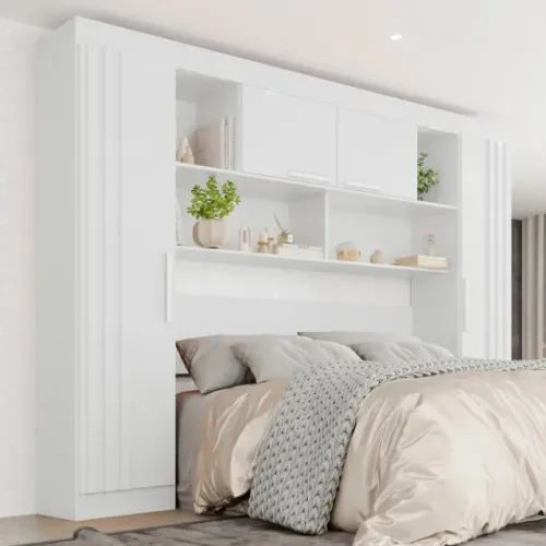 Armário Roupeiro NOVO Branco Modular 4 Portas de Cabeceira de Cama Novo Lacrado Na Caixa