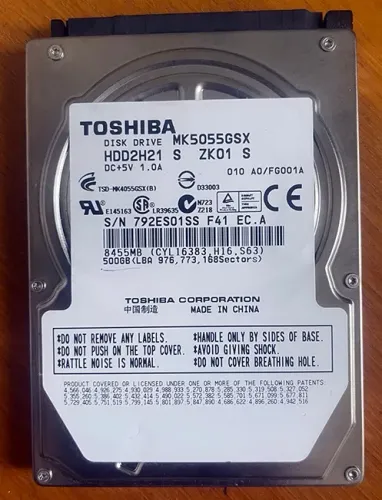 HD 500gb SATA 2,5 POLEGADAS - USADO MARCA TOSHIBA