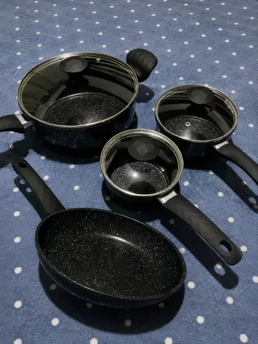 Completo Panelas De Alumínio Cerâmica Indução 5mm Revestimento Cerâmico Tampas De Vidro
