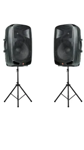 Kit 2 Caixa Acústica Staner Bluetooth 150W 12" PS-1201 + Suporte